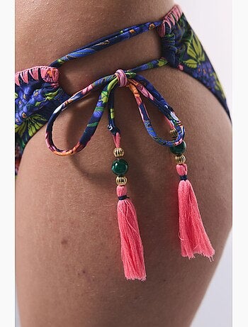 Bas de bikini fleuri ciele avec détail anneau penti