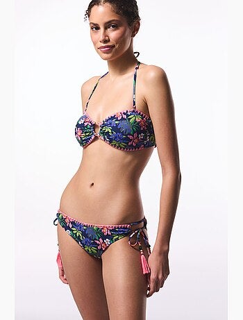 Bas de bikini fleuri ciele avec détail anneau penti