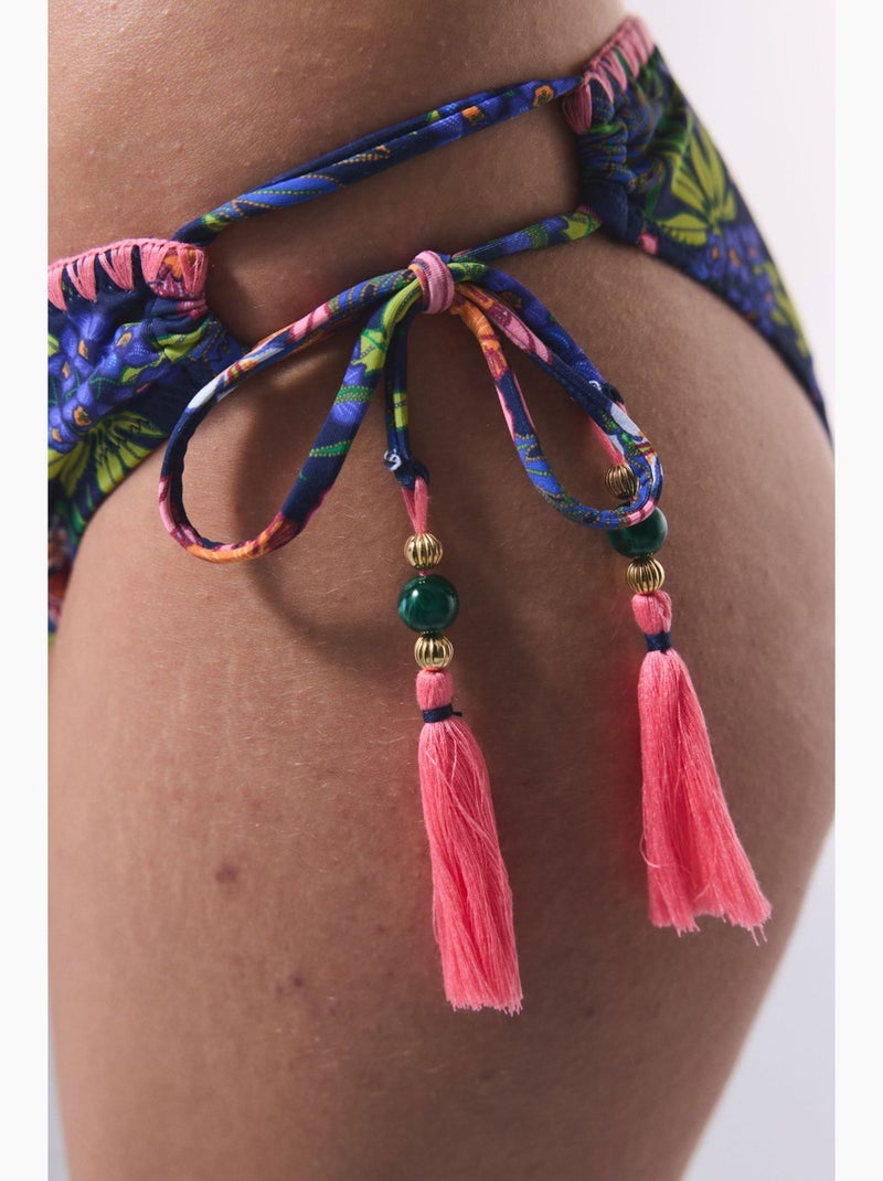Bas de bikini fleuri ciele avec détail anneau penti Bleu marine - Kiabi