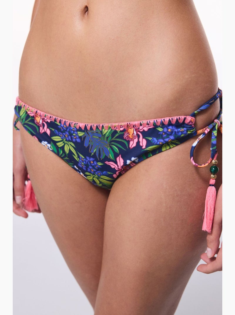 Bas de bikini fleuri ciele avec détail anneau penti Bleu marine - Kiabi