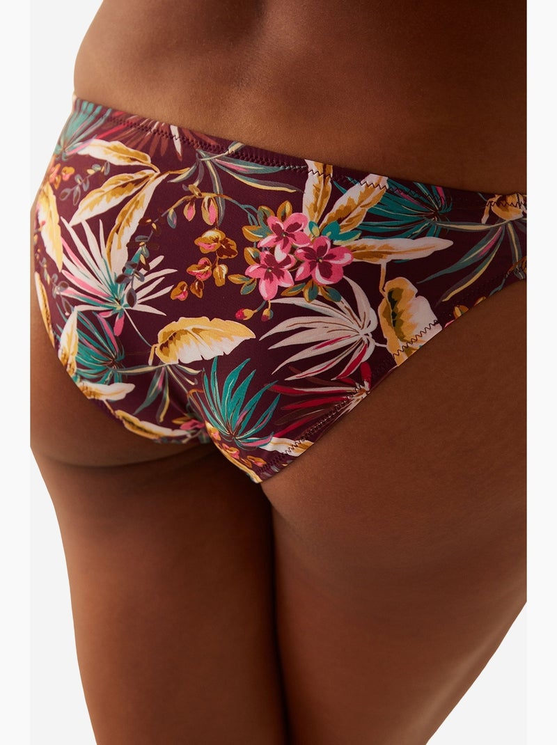 Bas de bikini hipkini bali à motif tropical penti Rouge bordeaux - Kiabi