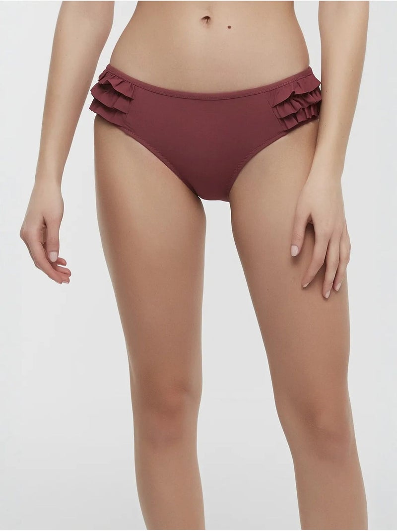 Bas de bikini hipster à volants rose eleni penti Rouge bordeaux - Kiabi