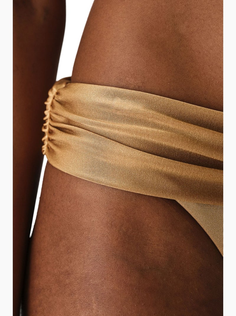 Bas de bikini leas froncé scintillant taille mi-haute penti Grège - Kiabi
