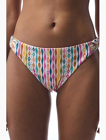 Bas de bikini mae rayé en macramé penti