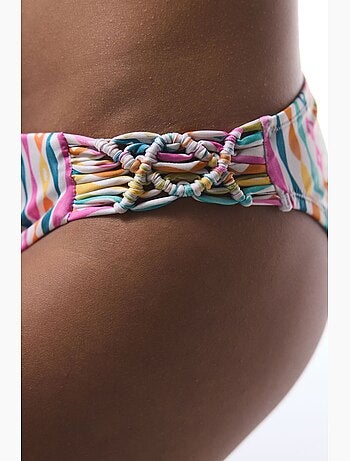 Bas de bikini mae rayé en macramé penti