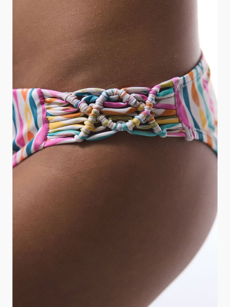Bas de bikini mae rayé en macramé penti Blanc - Kiabi