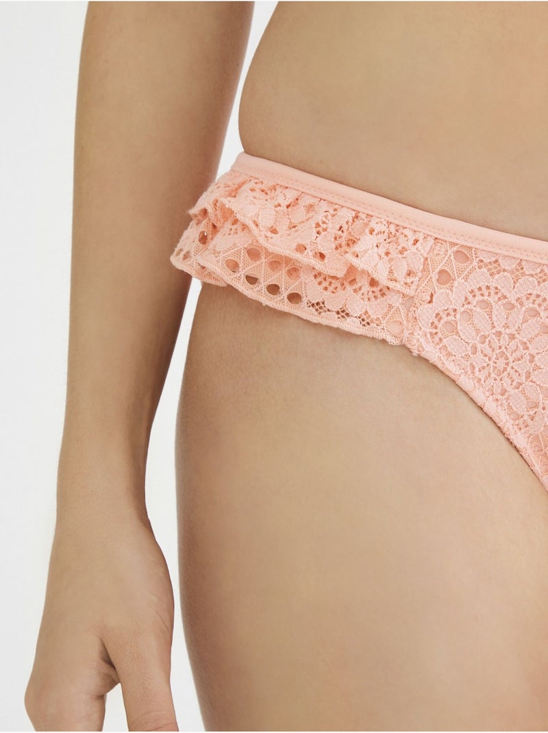 Bas de bikini marsilya à volant sur le côté penti Orange clair - Kiabi