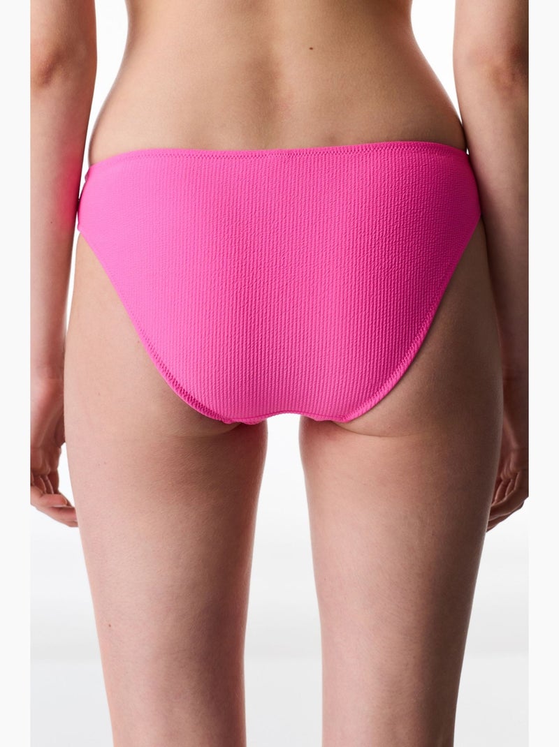 Bas de bikini nena brillant texturé taille mi-haute penti Rose fluo/Solinotes - Kiabi