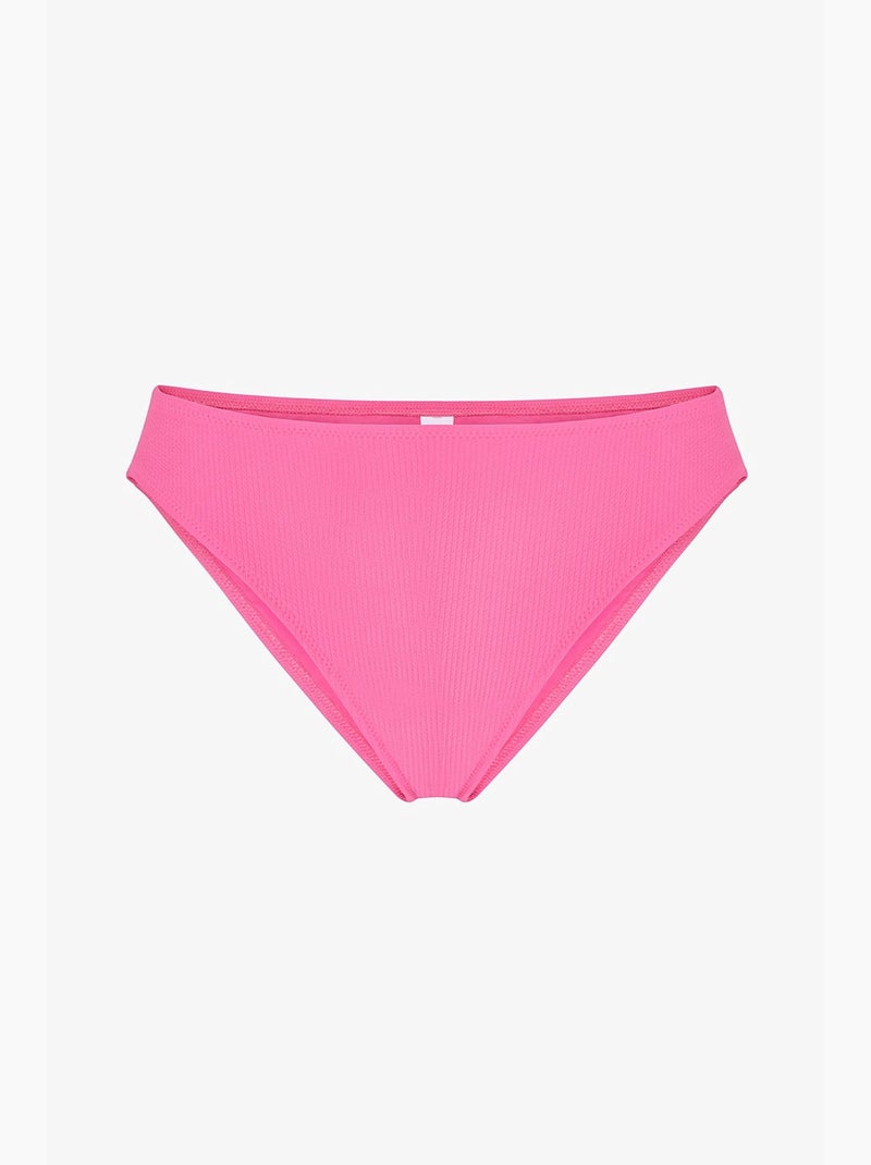 Bas de bikini nena brillant texturé taille mi-haute penti Rose fluo/Solinotes - Kiabi