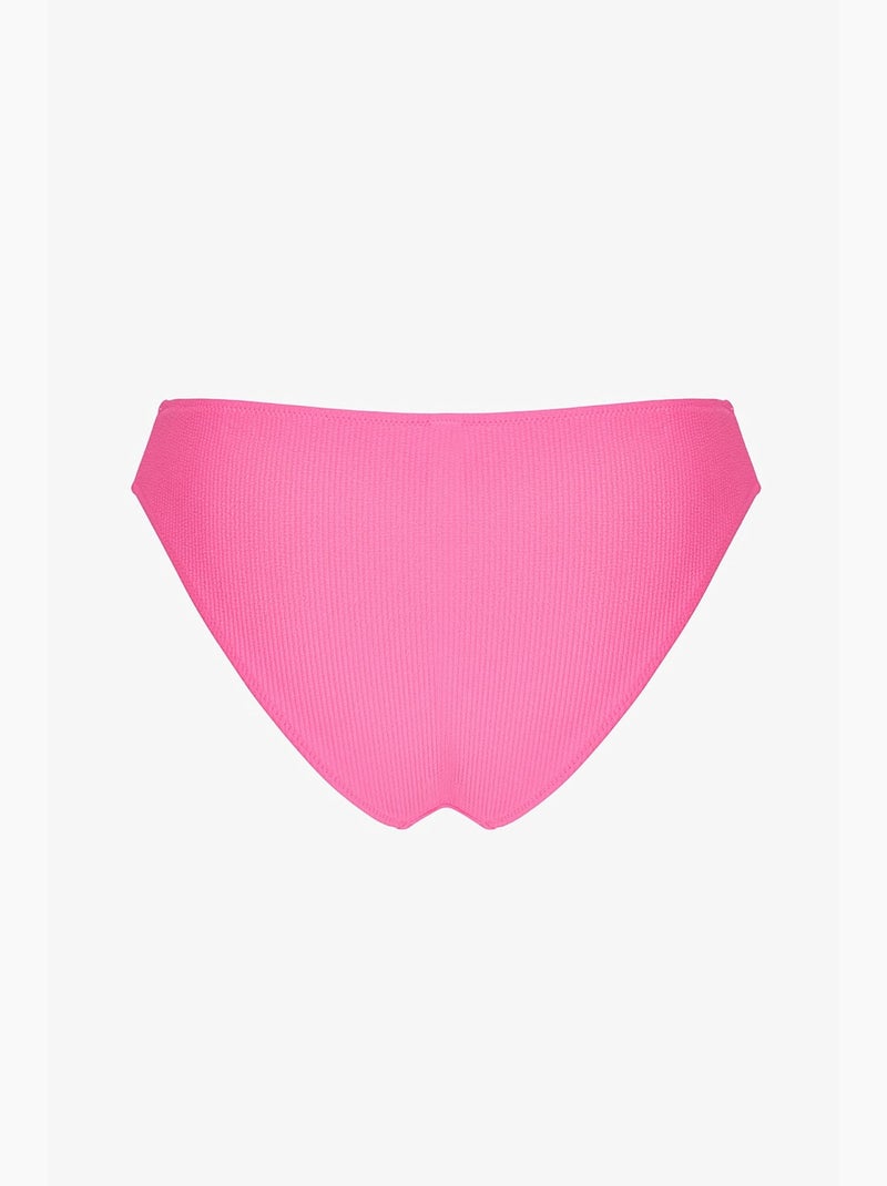Bas de bikini nena brillant texturé taille mi-haute penti Rose fluo/Solinotes - Kiabi