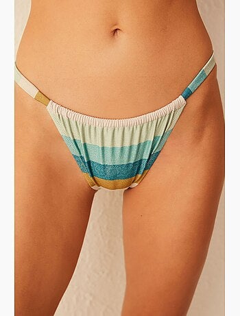 Bas de bikini rayé scintillant nature side penti