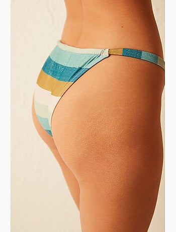 Bas de bikini rayé scintillant nature side penti