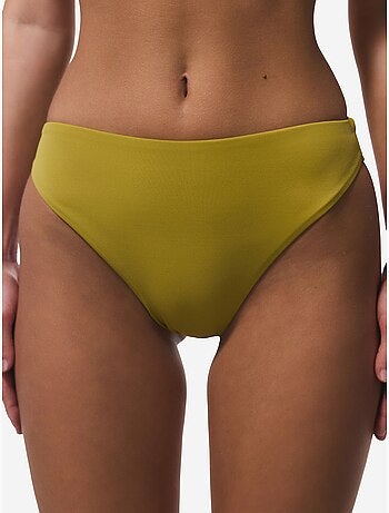 Bas de bikini slip taille haute, échancré penti
