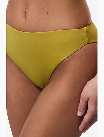 Bas de bikini slip taille haute, échancré penti
