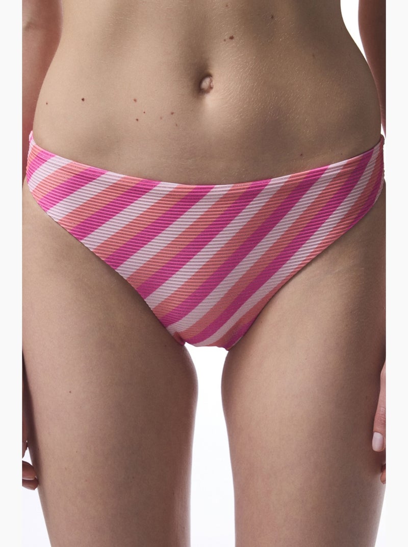 Bas de bikini sura rayé penti Rose fluo - Kiabi