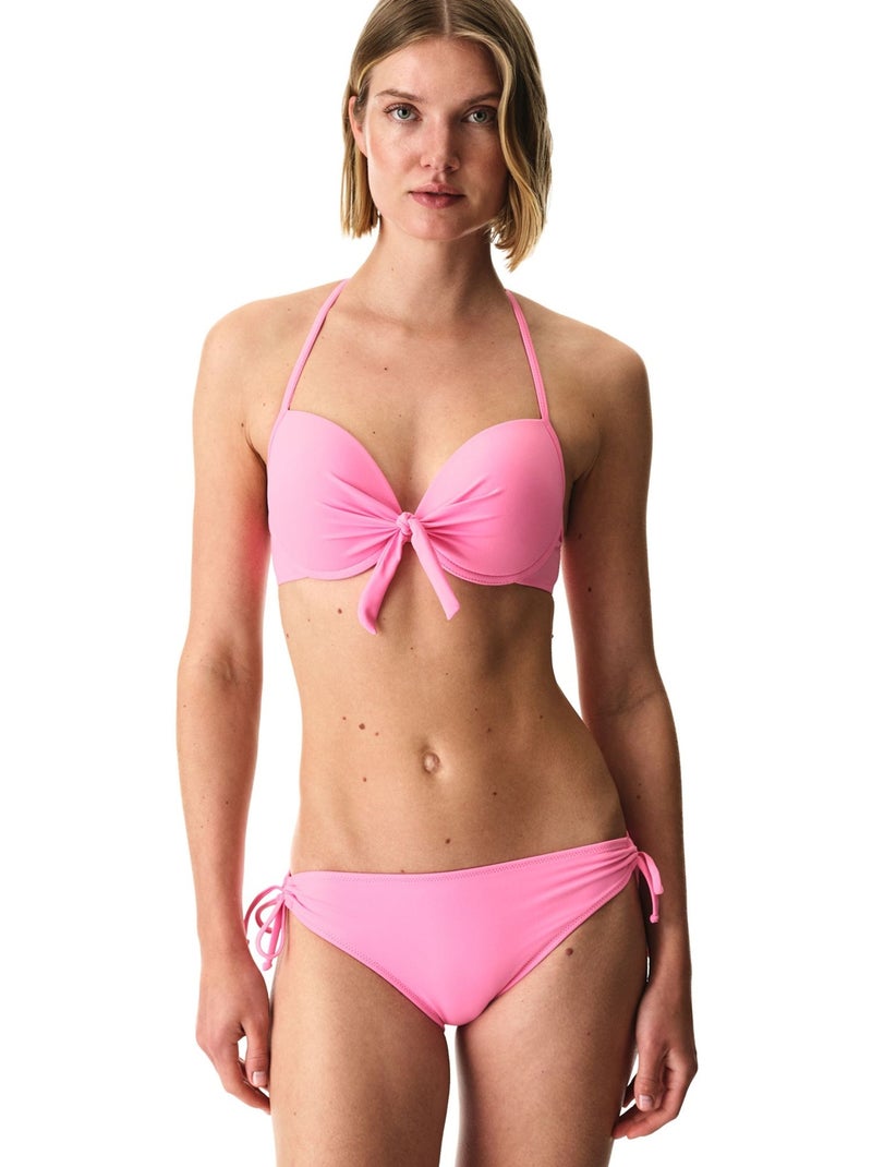 Bas de bikini taille basse à anneaux penti Rose fluo/Solinotes - Kiabi