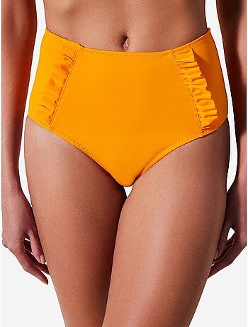 Bas de bikini taille haute à volants penti