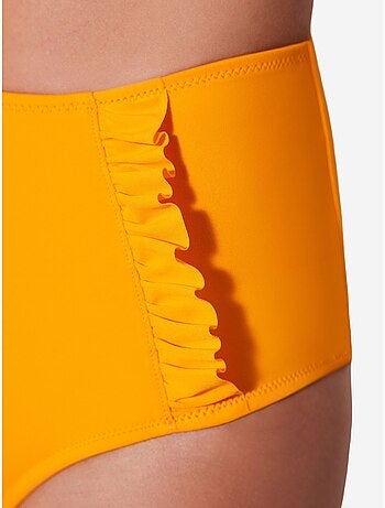 Bas de bikini taille haute à volants penti