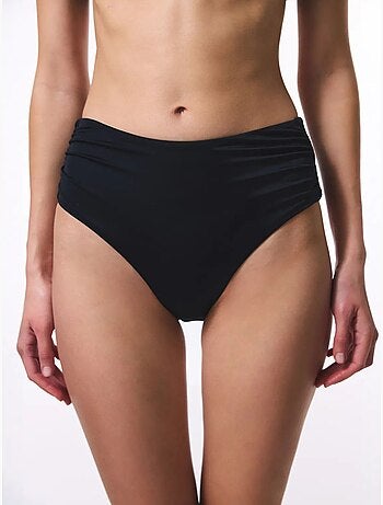 Bas de bikini taille haute froncé penti
