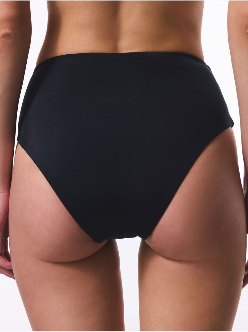 Bas de bikini taille haute froncé penti Noir - Kiabi