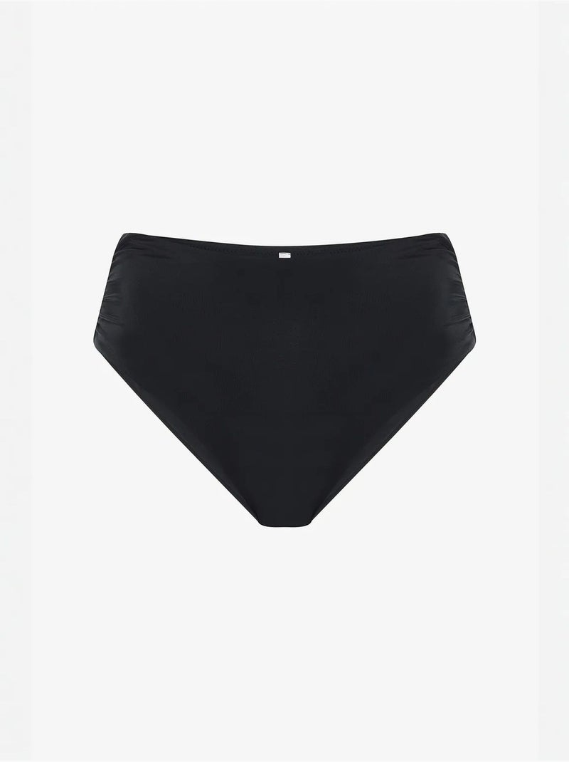 Bas de bikini taille haute froncé penti Noir - Kiabi