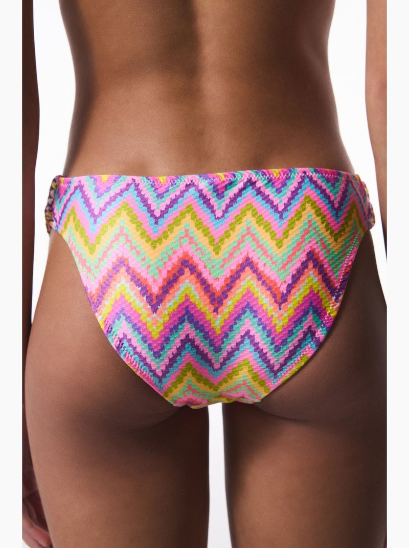 Bas de bikini zigzag macramé taille basse penti Rose fluo - Kiabi