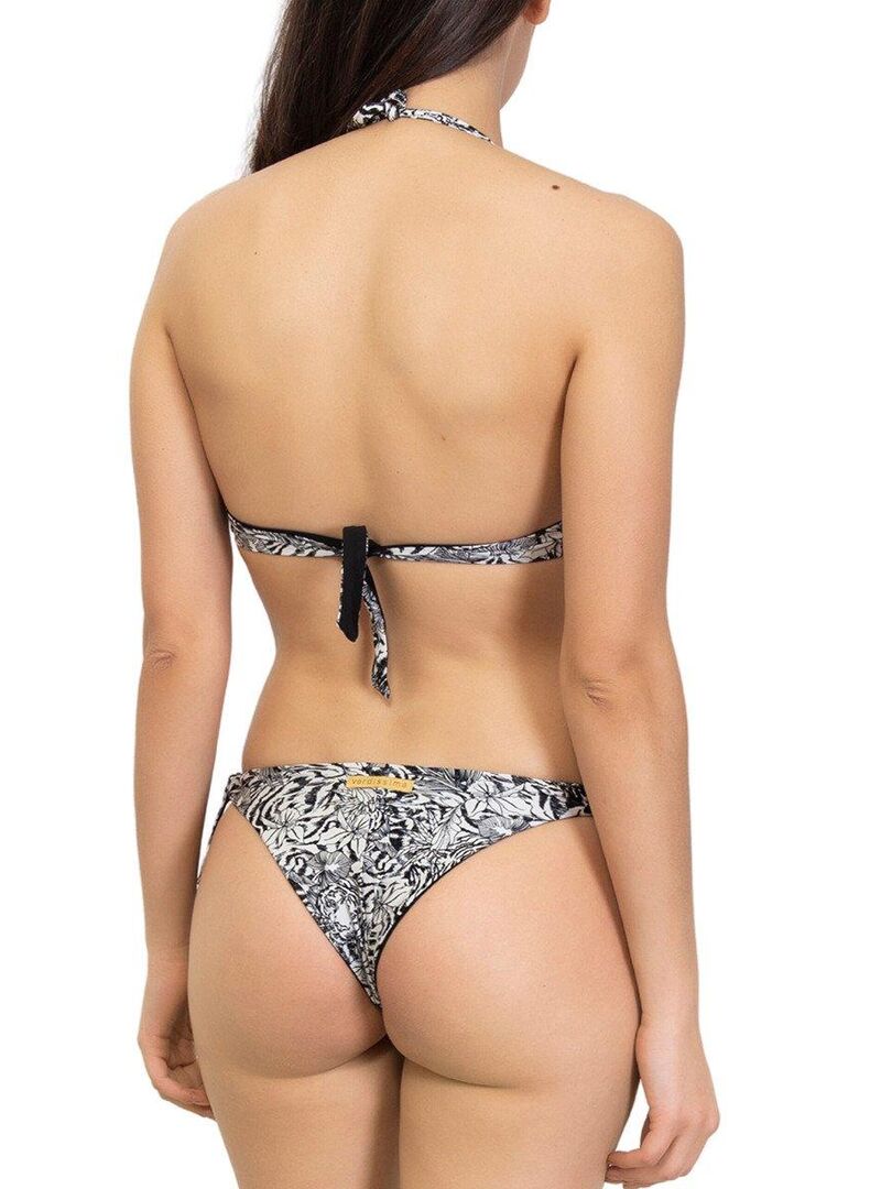Bas de maillot  brésilien à nouettes jungle Madrenatura Noir - Kiabi