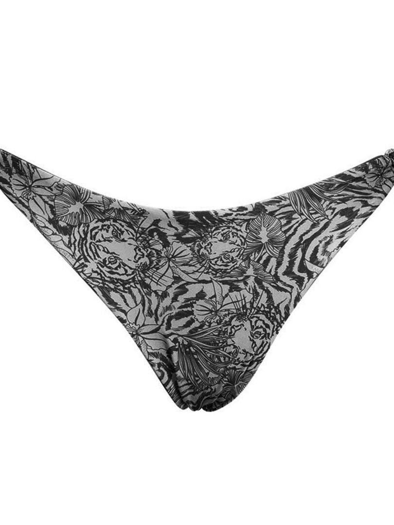 Bas de maillot  brésilien à nouettes jungle Madrenatura Noir - Kiabi