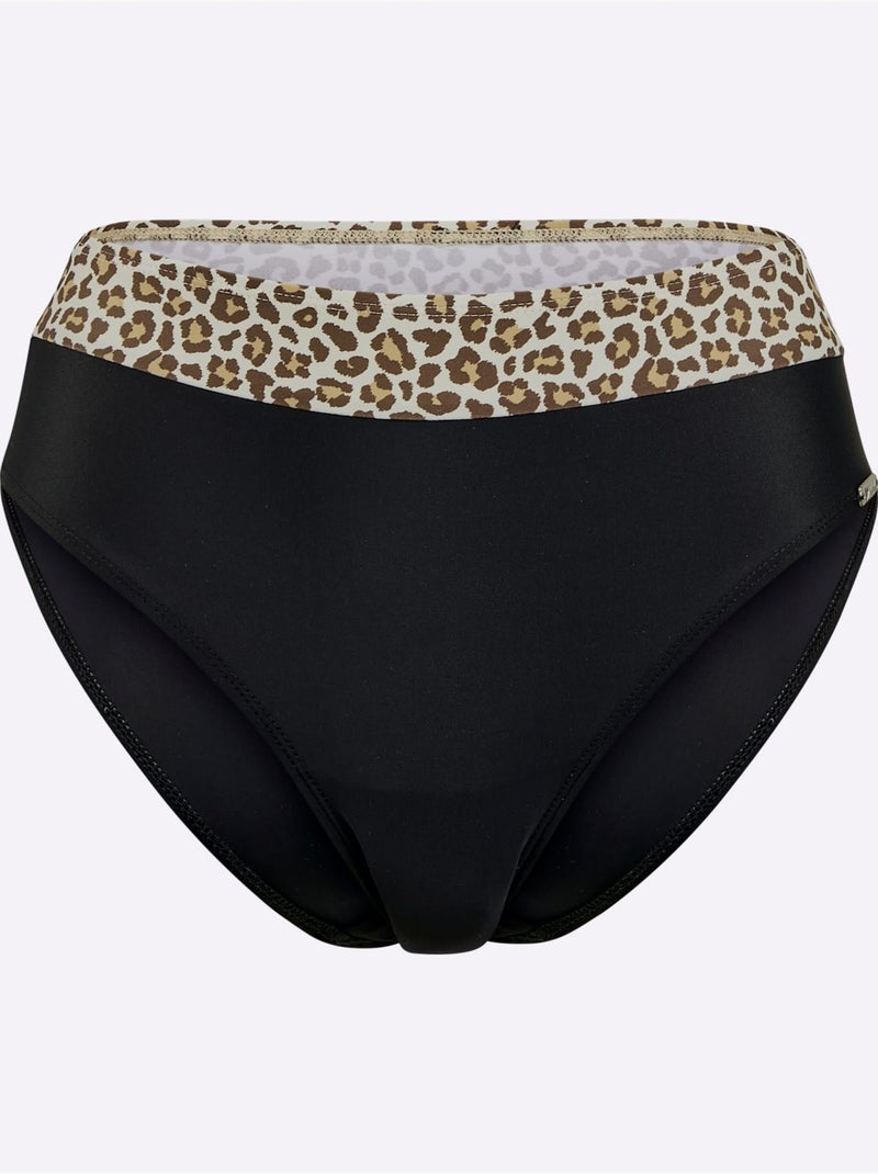 Bas de maillot de bain avec ceinture à large bordure léopard - Taille standard - Witt Noir - Kiabi