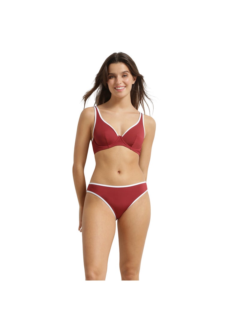 Bas de maillot de bain culotte midi Timeless Bordeaux - Kiabi