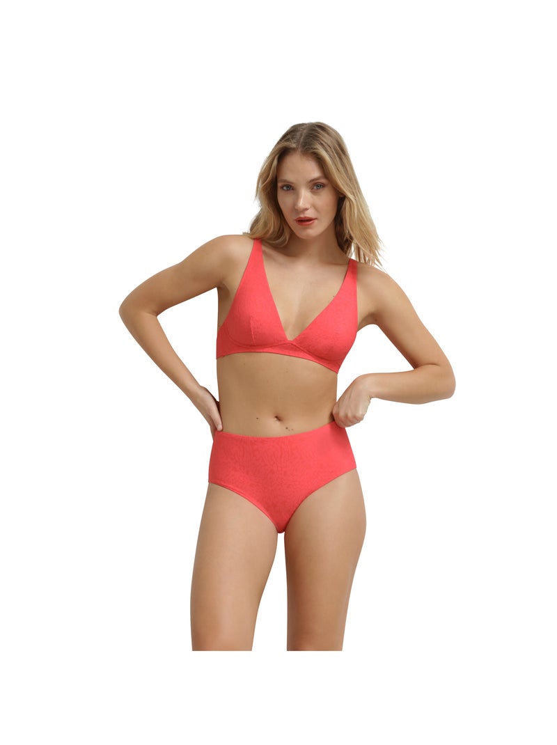 Bas de maillot de bain culotte taille haute Festival Rose fushia - Kiabi