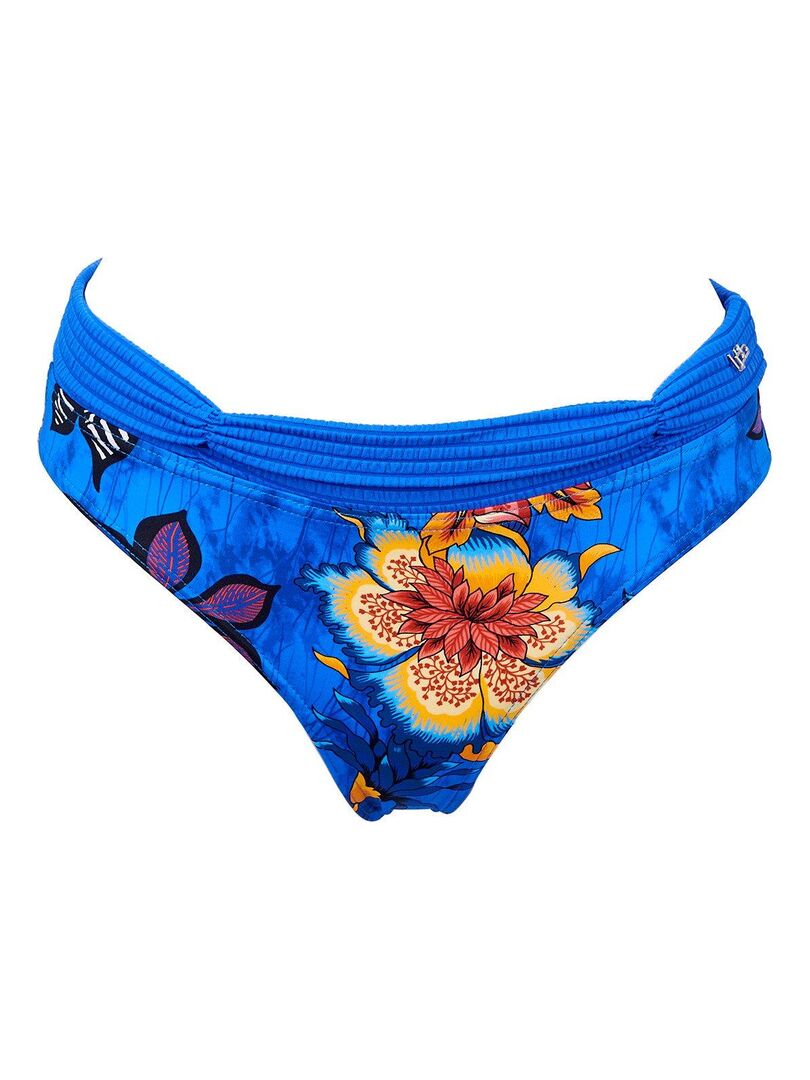 Bas de maillot de bain hauteur ceinture ajustable Mangue Bleu - Kiabi