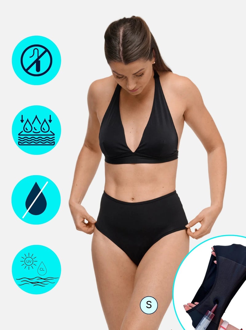 Bas de Maillot de bain Menstruel - Femme & Ado - Flux Moyen - Nola - SORIO Noir - Kiabi