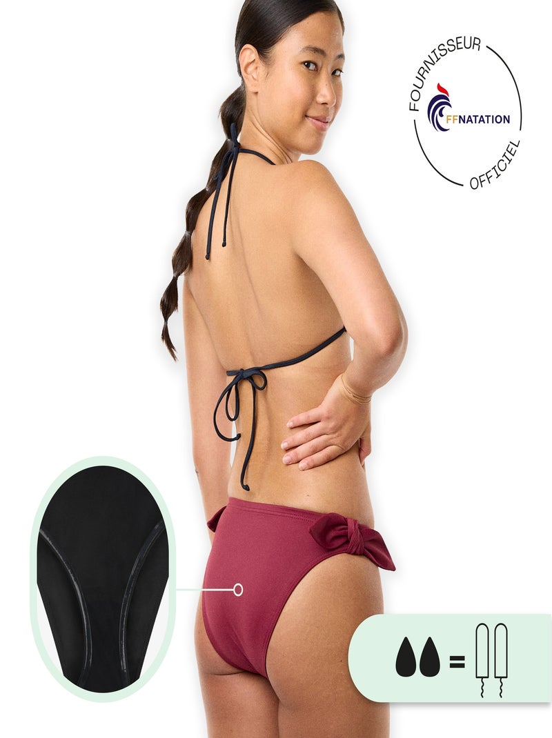 Bas de maillot de bain menstruel à nœuds - Culotte Femme - SMOON Bordeaux - Kiabi
