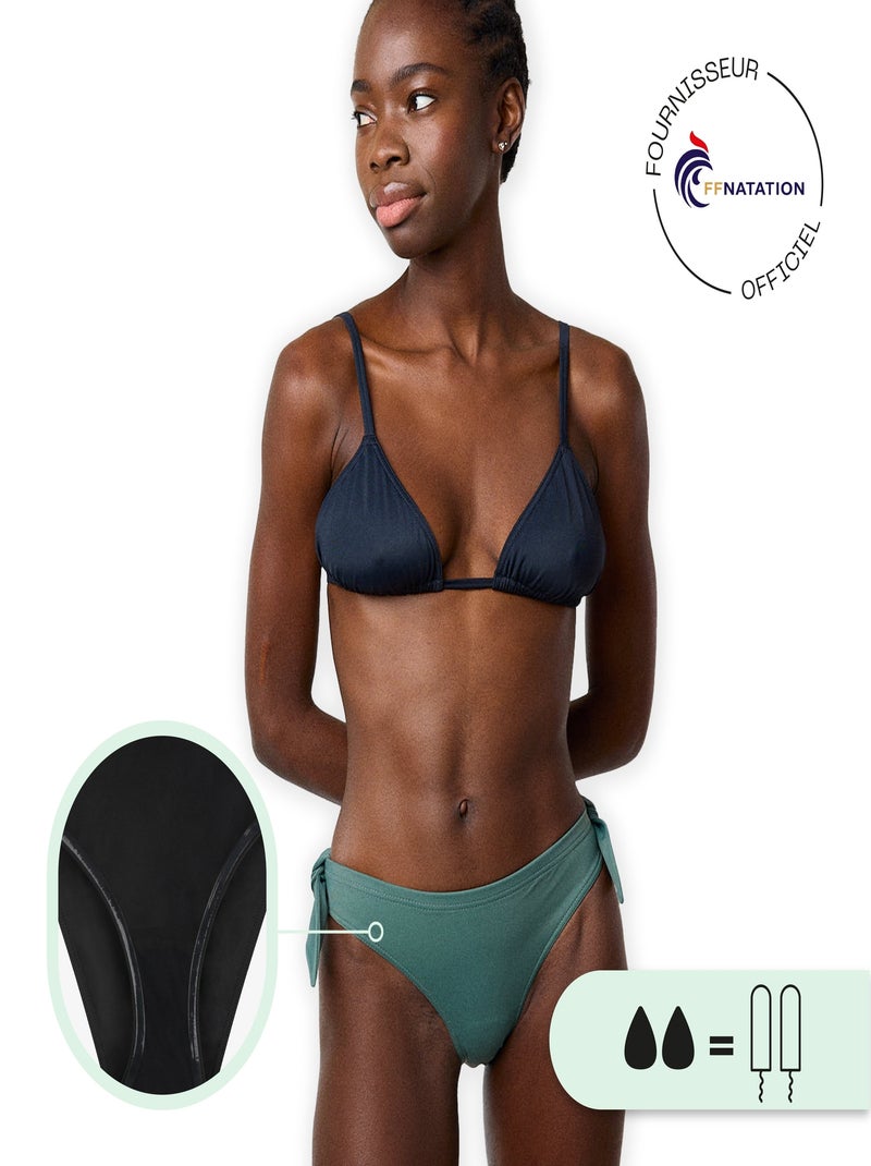 Bas de maillot de bain menstruel à nœuds - Culotte Femme - SMOON Kaki - Kiabi