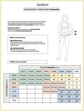 Bas de maillot de bain menstruel à nœuds étanche - Culotte Ado - Flux moyen