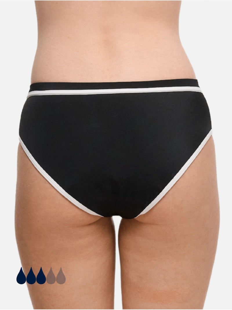 Bas de Maillot de bain Menstruel Adolescente - Flux Moyen - Ava - SORIO Noir Blanc - Kiabi