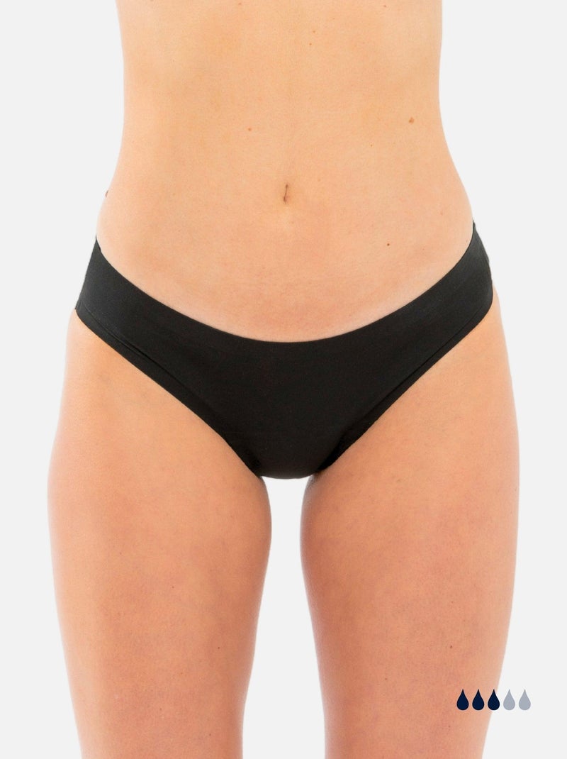 Bas de Maillot de bain Menstruel sans couture - Flux moyen - Nina Noir - Kiabi