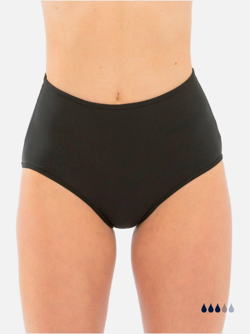 Bas de maillot de bain Menstruel taille haute - Flux Moyen  - Naya Noir - Kiabi