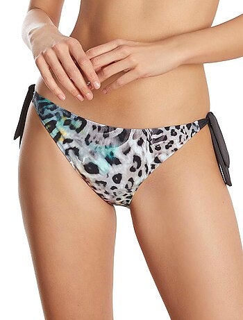 Bas de maillot de bain slip à nouettes taille basse animal