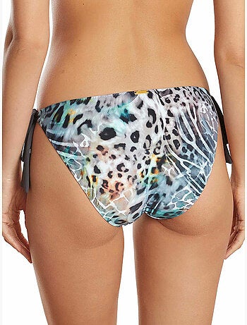 Bas de maillot de bain slip à nouettes taille basse animal