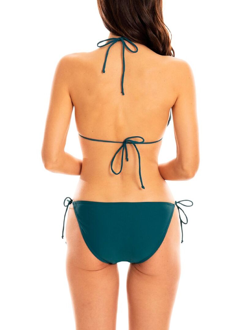 Bas de maillot de bain slip bikini à nouettes Chiara Vert - Kiabi