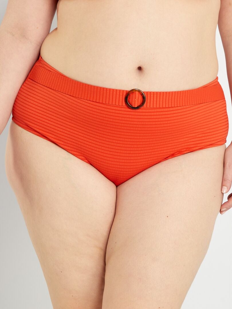 Bas de maillot de bain taille haute orange - Kiabi