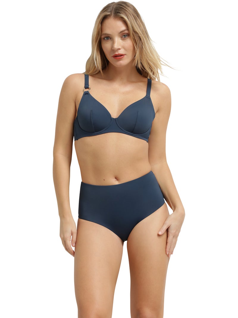 Bas de maillot de bain taille haute Silhouette Bleu foncé - Kiabi