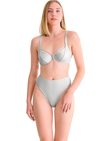 Bas de maillot slip de bain échancré taille haute blue lagoon