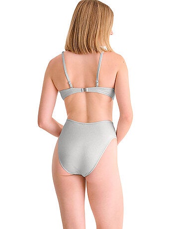 Bas de maillot slip de bain échancré taille haute blue lagoon