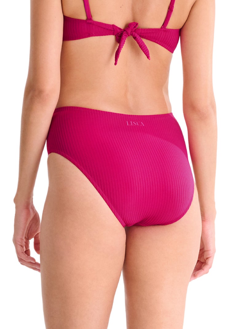 Bas de maillot slip de bain échancré taille haute florida Magenta - Kiabi