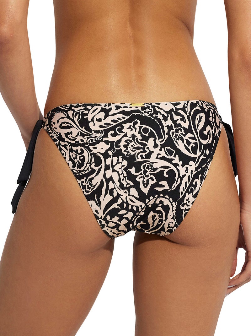 Bas de maillot slip de bain taille basse à nouettes creta Noir - Kiabi