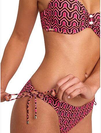Bas de maillot slip de bain taille basse à nouettes kaleido