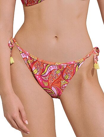 Bas de maillot slip de bain taille basse à nouettes kavala